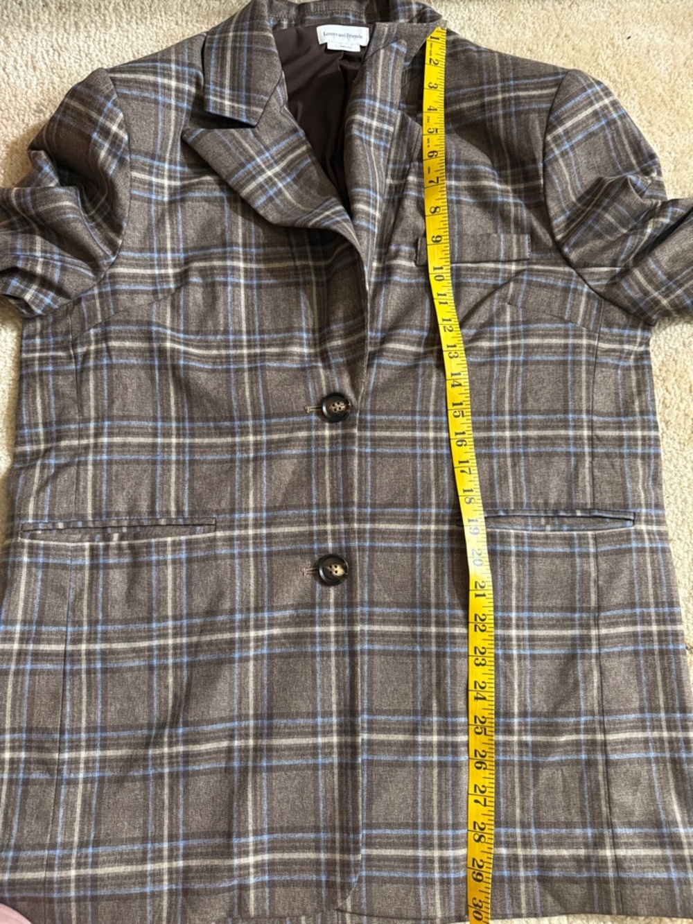 Lovers + Friends Plaid Brown/blue Oversized Blazer Jacket - Women's size small - Picture 13 of 16